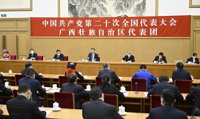 10月17日，习大大同志参加党的二十大广西代表团讨论。新华社记者 谢环驰 摄
